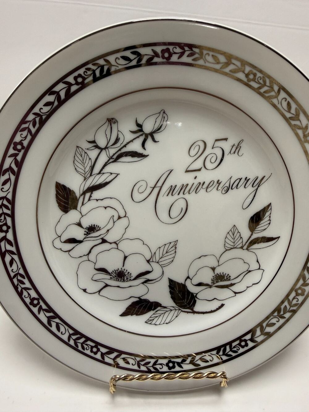 Simson Japan 25th Anniversary Rose Plate 7” Silver Wedding Giftware